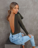 Kyra Backless Knit Bodysuit - Olive Ins Street