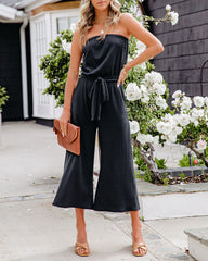 Kyrie Strapless Pocketed Knit Jumpsuit - Black Ins Street