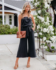 Kyrie Strapless Pocketed Knit Jumpsuit - Black Ins Street