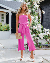 Kyrie Strapless Pocketed Knit Jumpsuit - Pink Ins Street