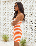 Lava Cotton Striped Mini Dress - Orange Ins Street