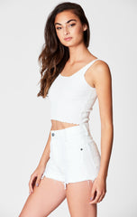 WHITE TITANIA DOUBLE ZIP FRONT SHORT Carmar Denim