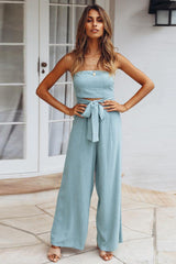 Casual Loose Strapless Belted Jumpsuit Ins Street