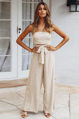 Casual Loose Strapless Belted Jumpsuit Ins Street