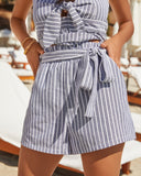 Lucas Cotton Blend Pocketed Striped Shorts Ins Street
