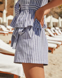 Lucas Cotton Blend Pocketed Striped Shorts Ins Street