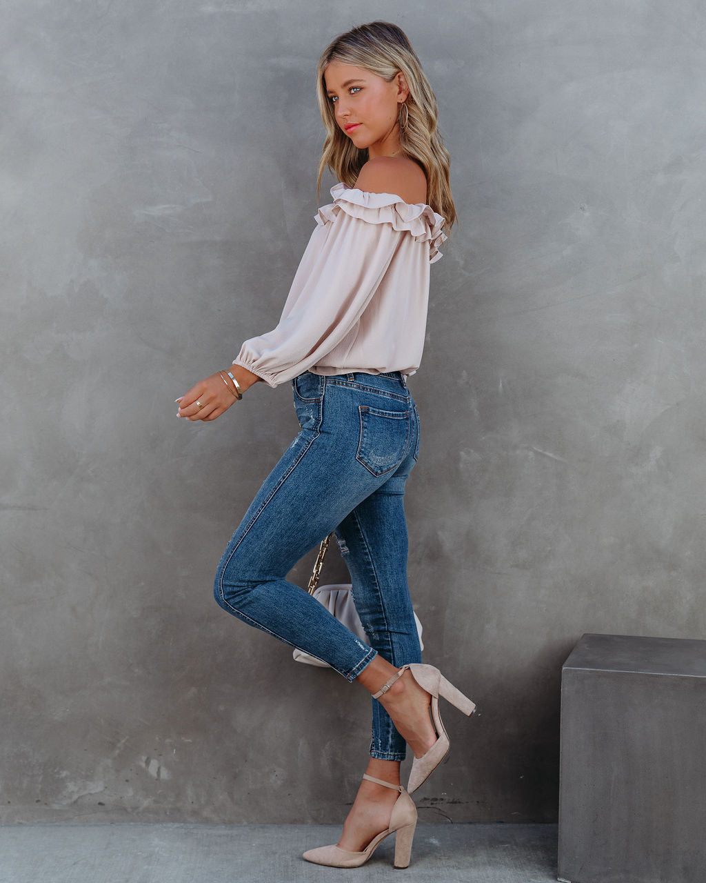 Lalette Off The Shoulder Ruffle Blouse - Ecru Ins Street