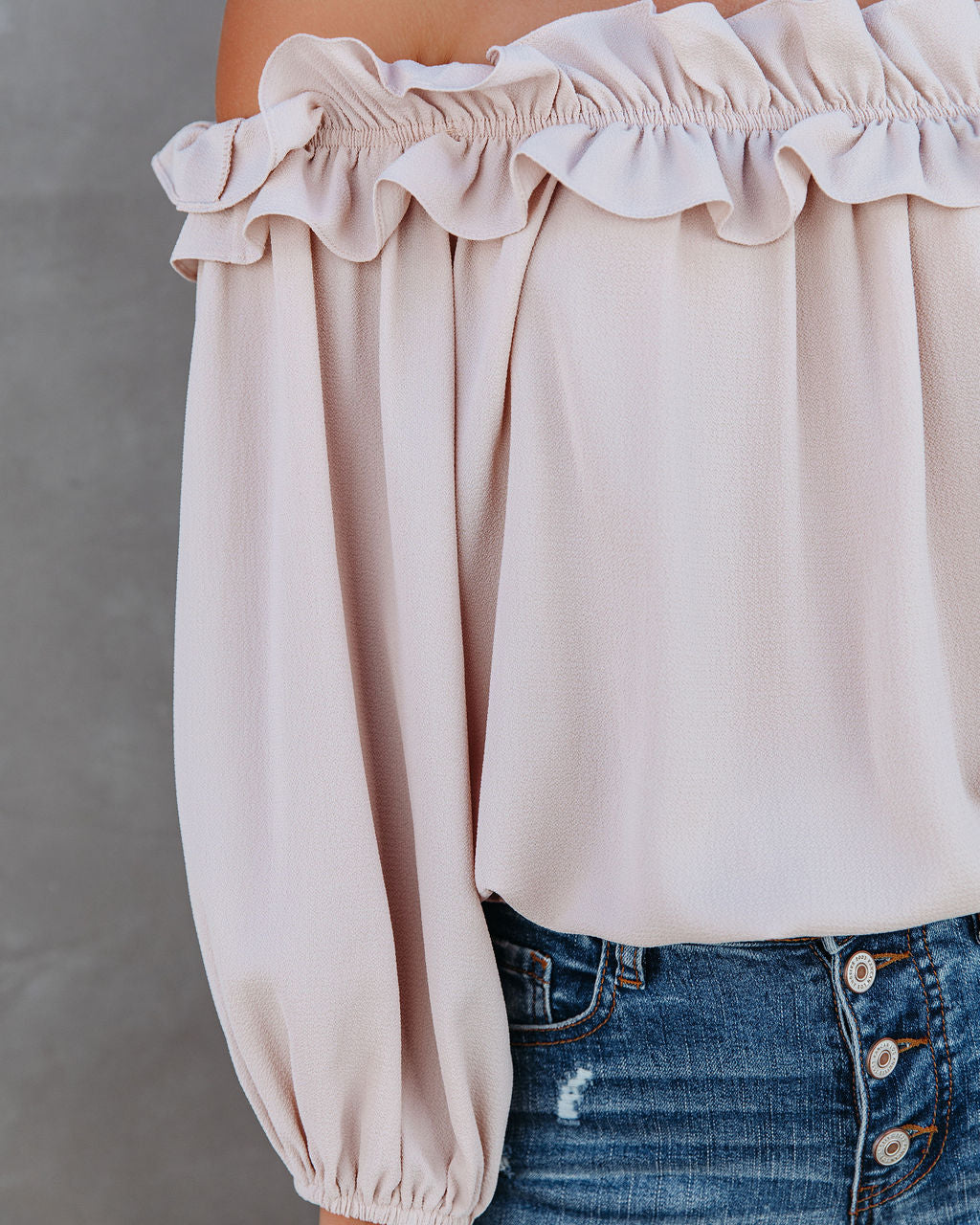 Lalette Off The Shoulder Ruffle Blouse - Ecru Ins Street