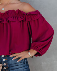 Lalette Off The Shoulder Ruffle Blouse - Wine Ins Street