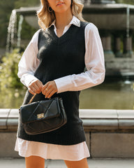 Lauretta Sweater Vest Poplin Shirt Dress Ins Street