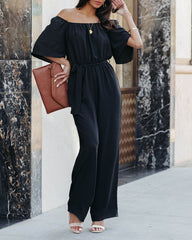 Leiland Off The Shoulder Jumpsuit - Black Ins Street