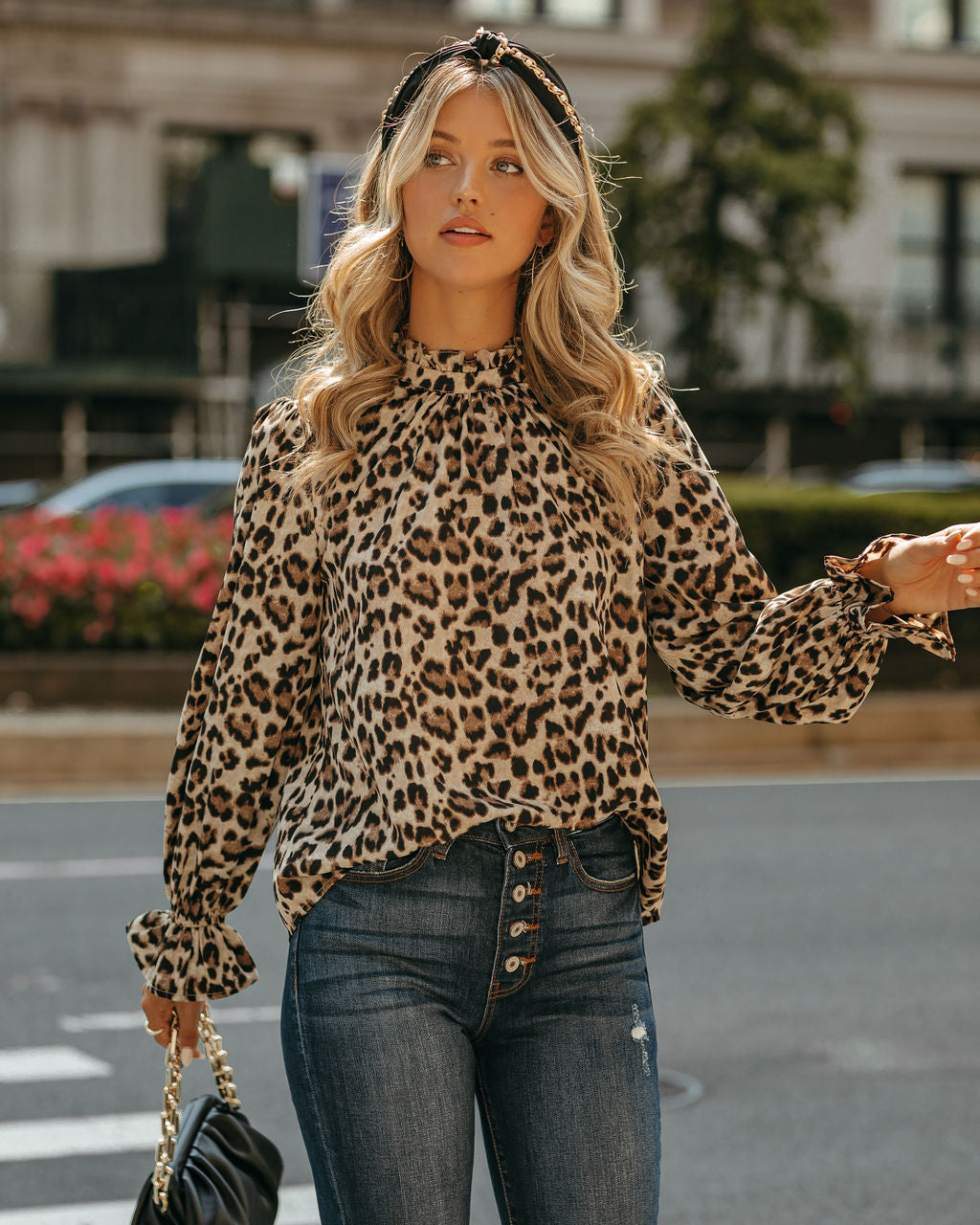 Lenox Leopard Ruffle Blouse Ins Street