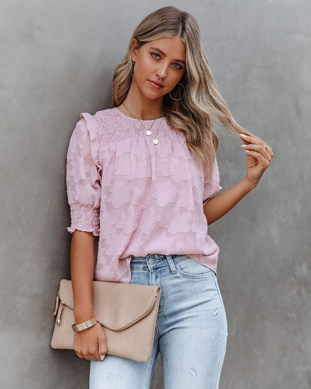 Levant Smocked Textured Blouse Ins Street