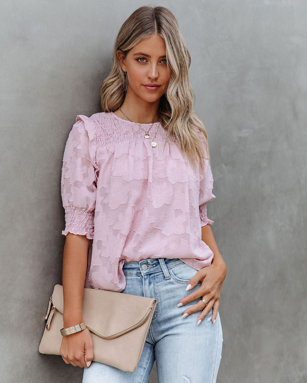 Levant Smocked Textured Blouse Ins Street