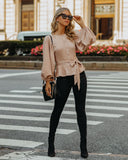 Lionel Faux Suede Balloon Sleeve Peplum Blouse Ins Street
