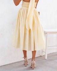 Lisa Cotton Blend Pocketed Midi Skirt - Yellow Ins Street