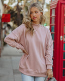 Lorina Cotton Pocketed Mock Neck Sweatshirt - Rose Ins Street