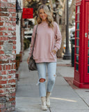 Lorina Cotton Pocketed Mock Neck Sweatshirt - Rose Ins Street