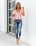 Lovebug Puff Sleeve Peplum Top Ins Street