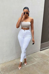 Luxe Ultra High Waist Skinny Jeans - White Ins Street