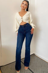 Luxurious Super Stretch Flare Jeans - Dark Wash Ins Street