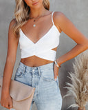 Luz Spotted Wrap Crop Top - White Ins Street