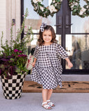 Mini - Winifred Puff Sleeve Gingham Babydoll Dress Ins Street