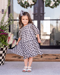 Mini - Winifred Puff Sleeve Gingham Babydoll Dress Ins Street