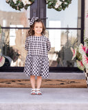 Mini - Winifred Puff Sleeve Gingham Babydoll Dress Ins Street