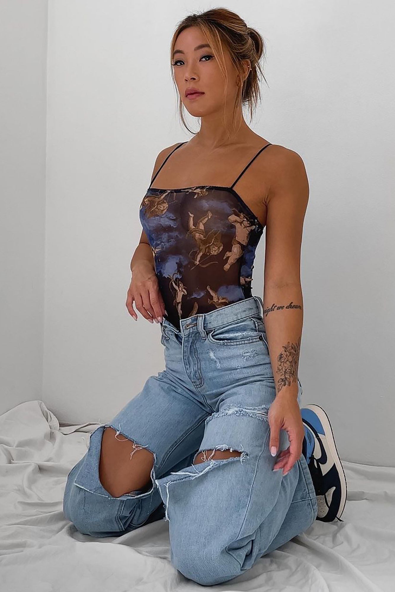 Make It Edgy Ripped Boyfriend Jeans - Medium Blue Wash Ins Street