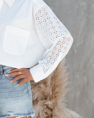 Malta Cotton Eyelet Button Down Top Ins Street