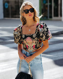 Ximena Puff Sleeve Embroidered Crop Blouse Ins Street