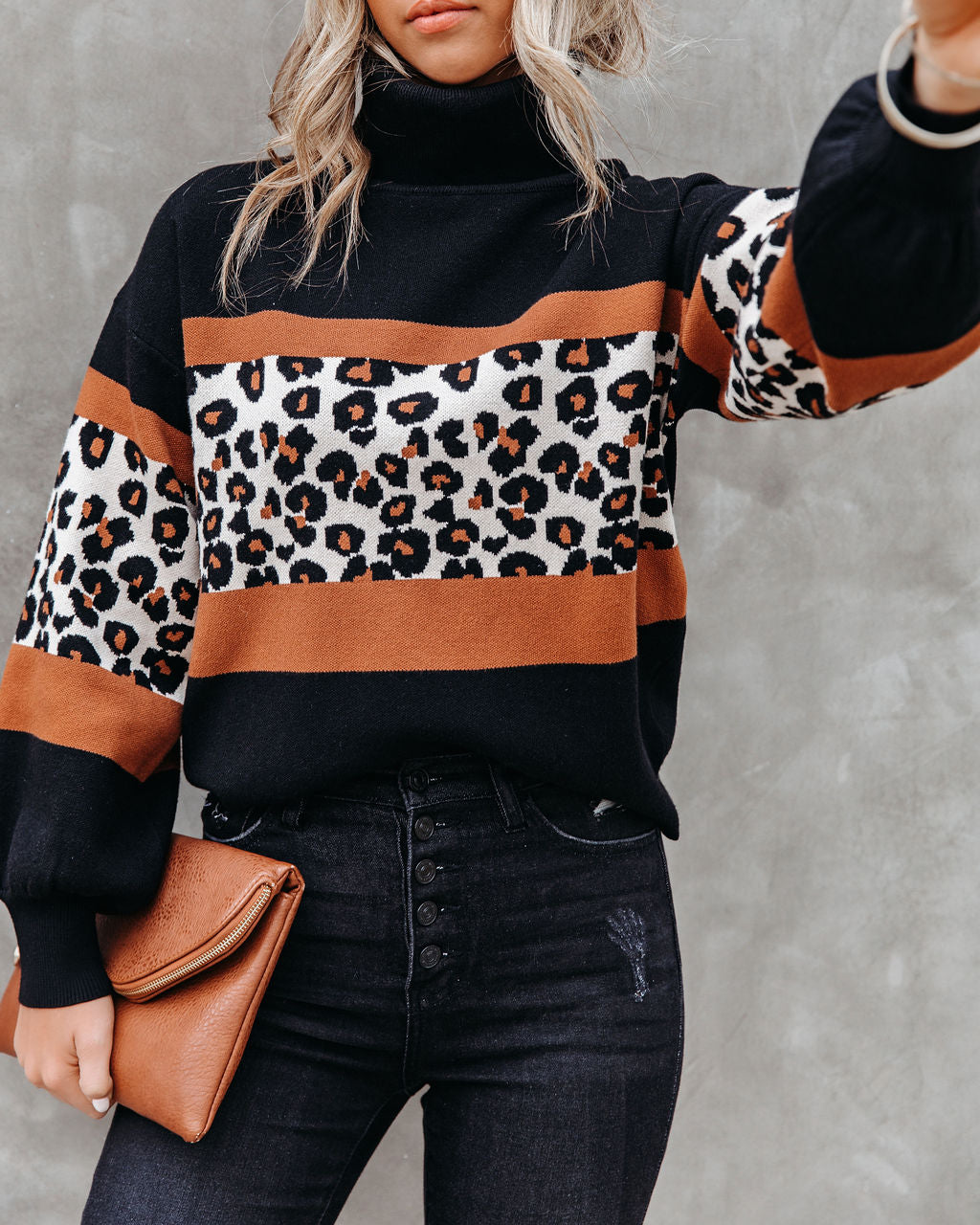 Mable Leopard Turtleneck Knit Sweater Ins Street