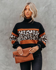 Mable Leopard Turtleneck Knit Sweater Ins Street