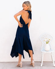 Marisol Halter Cutout Midi Dress - Navy Ins Street