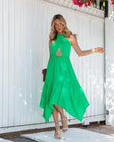Marisol Halter Cutout Midi Dress - Emerald Ins Street