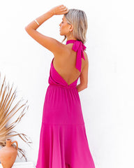 Marisol Halter Cutout Midi Dress - Fuchsia Ins Street