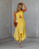 Marisol Halter Cutout Midi Dress - Sunny Yellow Ins Street