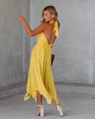 Marisol Halter Cutout Midi Dress - Sunny Yellow Ins Street