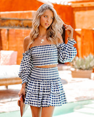 Maybellene Cotton Gingham Smocked Crop Top Ins Street