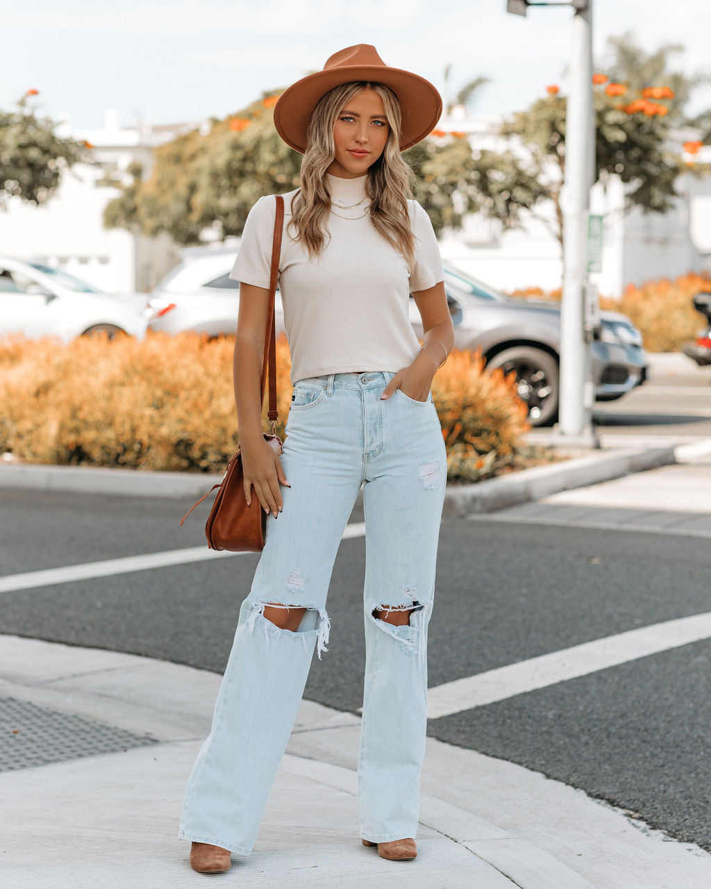 Mekhi Mock Neck Knit Crop Top - Ivory Ins Street