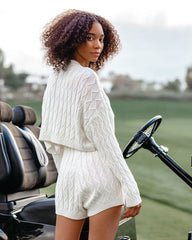 Mercer Cable Knit High Rise Shorts - Off White Ins Street