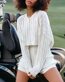 Mercer Cable Knit High Rise Shorts - Off White Ins Street