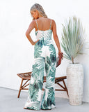 Mexico City Pocketed Palm Print Jumpsuit Ins Street