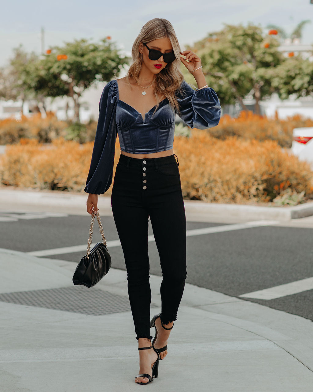 Milena Velvet Corset Crop Blouse Ins Street