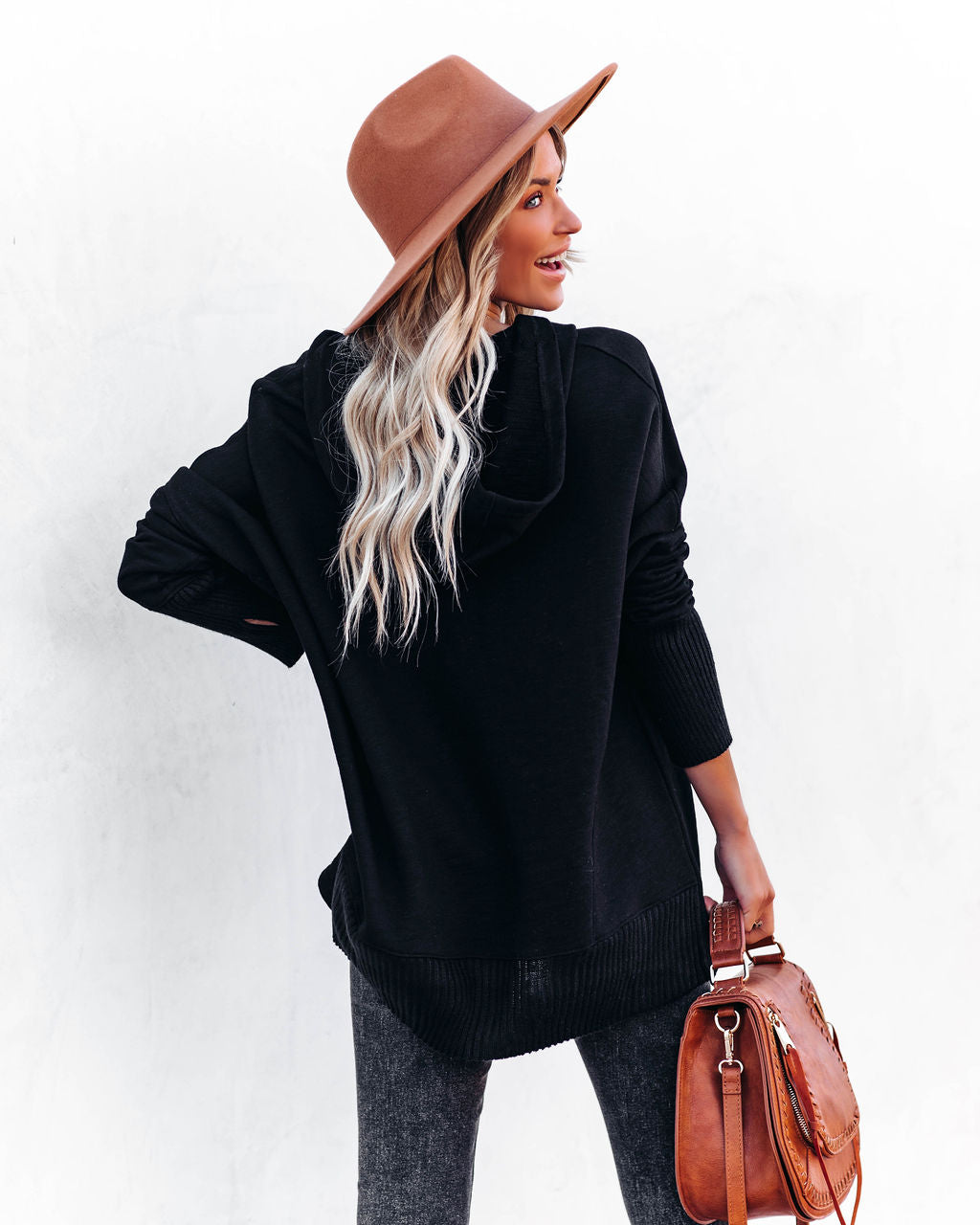 Mindful Cotton Pocketed Henley Hoodie - Black Ins Street