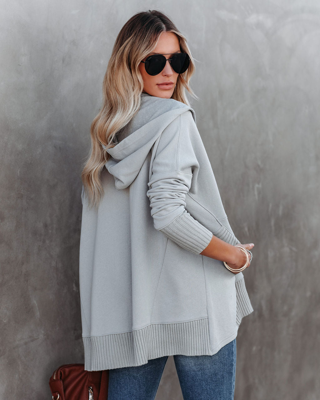 Mindful Cotton Pocketed Henley Hoodie - Light Grey Ins Street