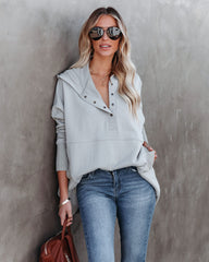 Mindful Cotton Pocketed Henley Hoodie - Light Grey Ins Street