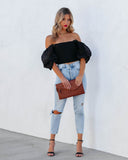 Mingle Puff Sleeve Knit Crop Top - Black Ins Street