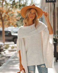 Miya Speckled Knit Poncho Sweater Ins Street